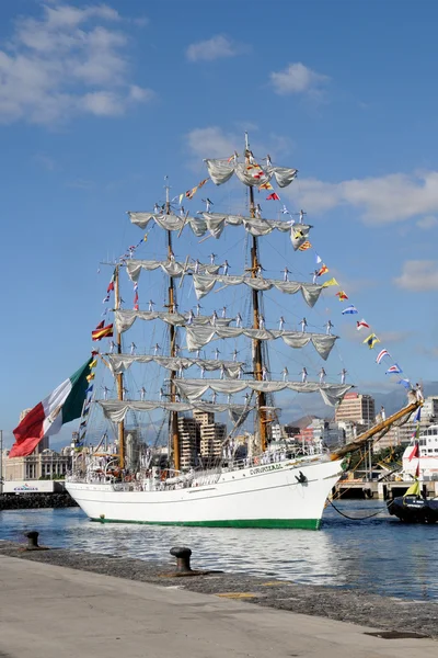 TENERIFE, SEPTEMBER 13: Mexican school ship docked at the Port o