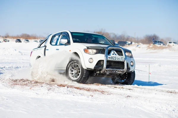 KHABAROVSK, RUSSIA - JANUARY 31, 2015: Off road winter sprint ra