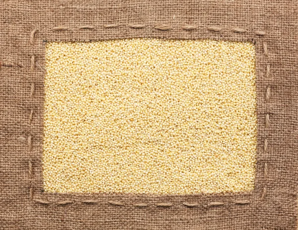 Frame made of burlap with millet