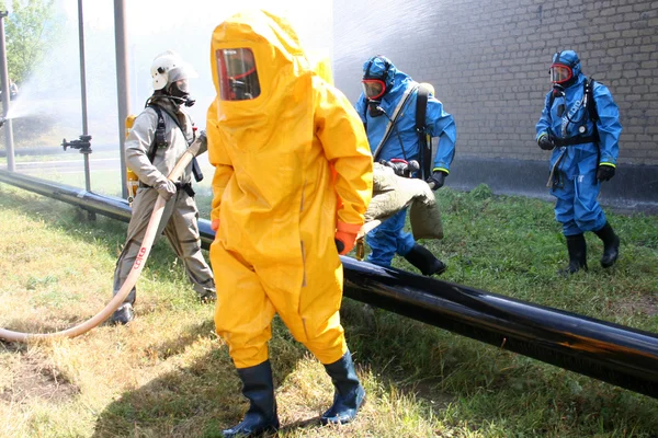 Man in chemical protection suit