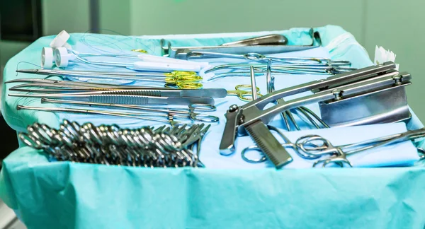 Surgical instruments on table