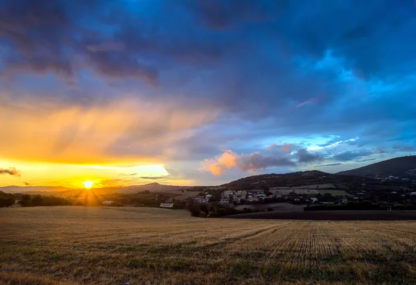 Sunset above Conero national park hills, Italy