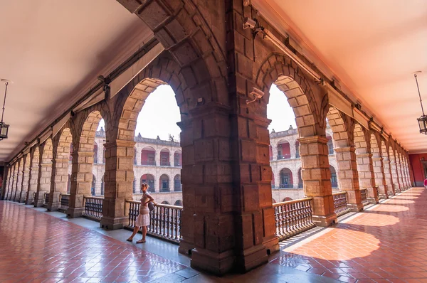 Woman tourist visit National Palace in Mexico City