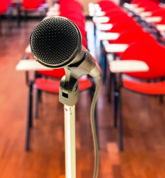 Close up of microphone in conference room