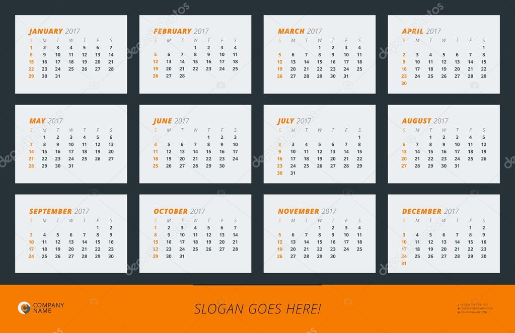 Muur kalender Poster voor 2017 Muur kalender Poster voor 2017