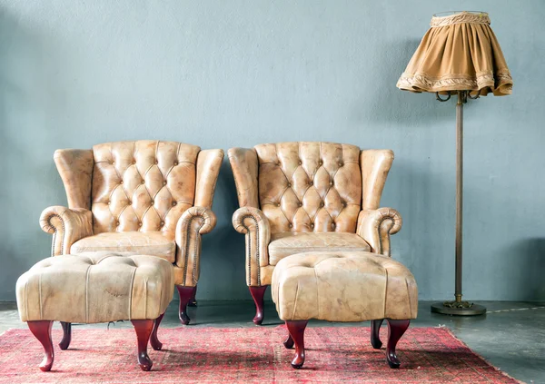 Genuine leather classical style sofa