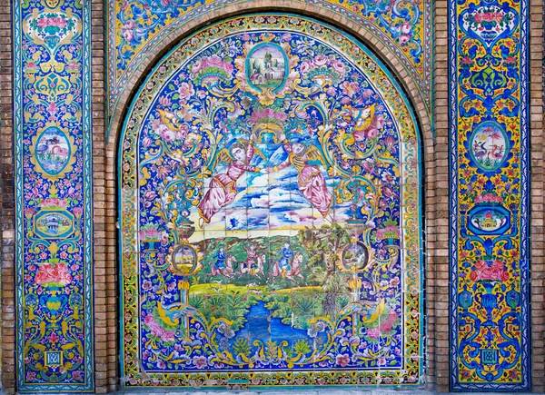 Angels and hunters on the ceramic tiles of Iran.