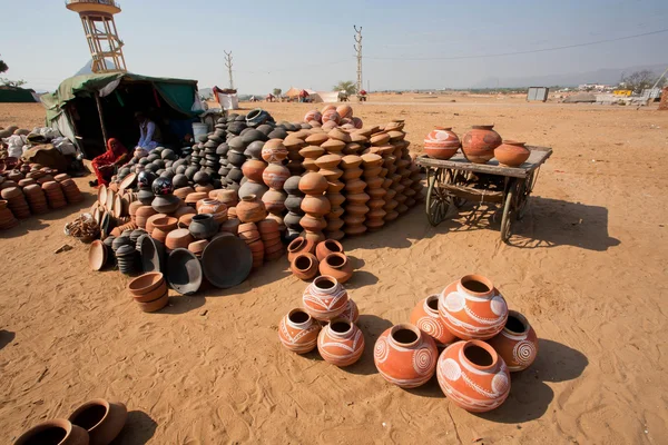 Pots for sale in desert village of indian craftsmen