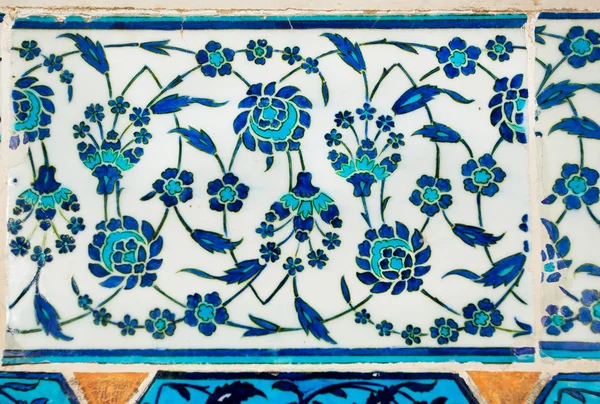 Flowers on tiles of 16th century by turkish craftsmen