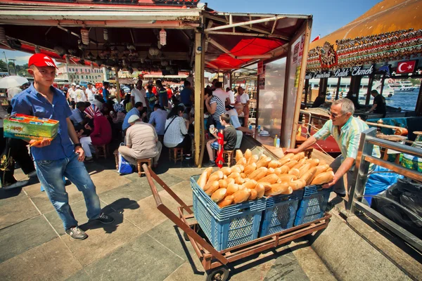 Workers of fast food court in Istanbul