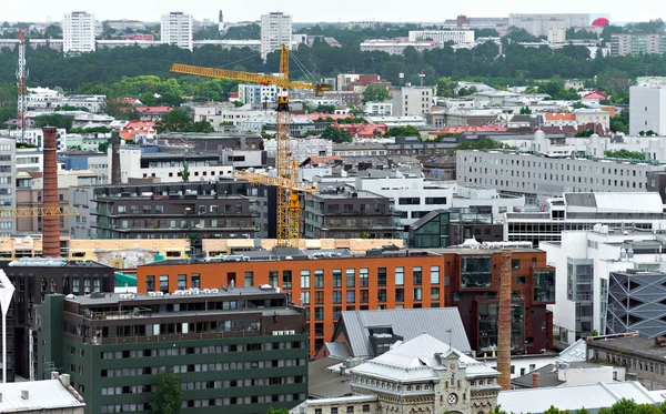 Aerial street view in business district in Tallinn.