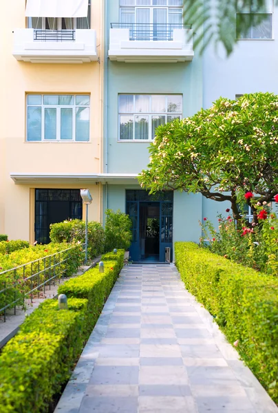 The entrance to the block of flats.