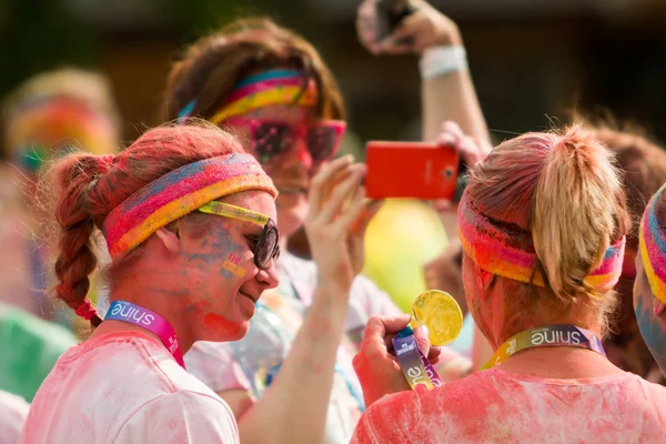 PRAGUE, CZECH REPUBLIC - MAY 30: People attend the Color Run on May 30, 2015 in Prague, Czech rep. The Color Run is a worldwide hosted fun race with about 12000 competitors in Prague.