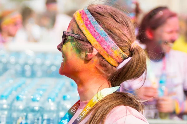 PRAGUE, CZECH REPUBLIC - MAY 30: Portrait of unidentified woman at The Color Run on May 30, 2015 in Prague, Czech rep. The Color Run is a worldwide hosted fun race with about 12000 competitors in