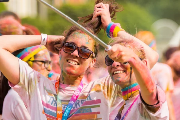 PRAGUE, CZECH REPUBLIC - MAY 30: People attend the Color Run on May 30, 2015 in Prague, Czech rep. The Color Run is a worldwide hosted fun race with about 12000 competitors in Prague.