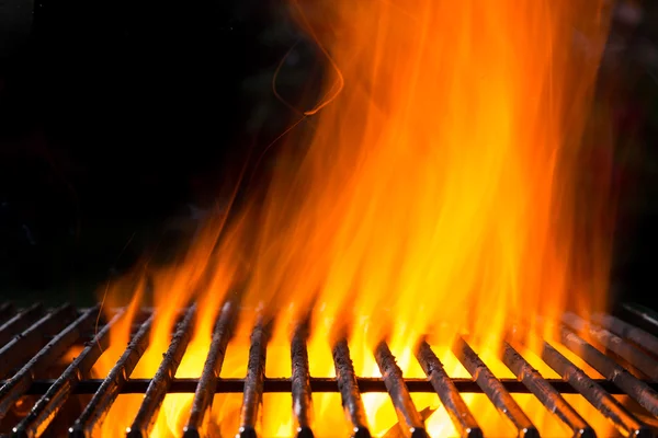 Empty grill grid with fire