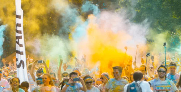 Prague, CZECH REPUBLIC - MAY 30, 2015: Prague color run 2015. People from all walks of life participated in the run of first year of Prague Color Run.