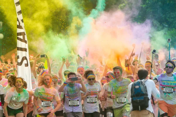 Prague, CZECH REPUBLIC - MAY 30, 2015: Prague color run 2015. People from all walks of life participated in the run of first year of Prague Color Run.