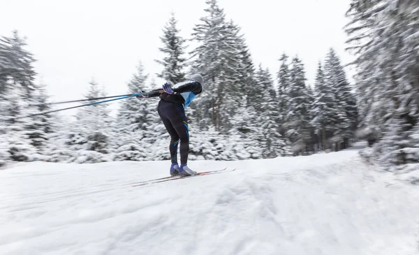 Cross-country skier in blur motion