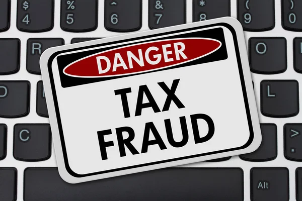 Online Tax Fraud, computer keyboard and black and white danger s
