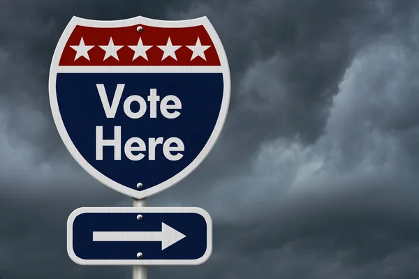 American Vote Here Highway Road Sign