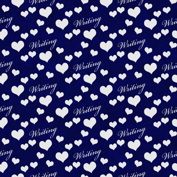 Navy Blue and White I Love Writing Tile Pattern Repeat Backgroun