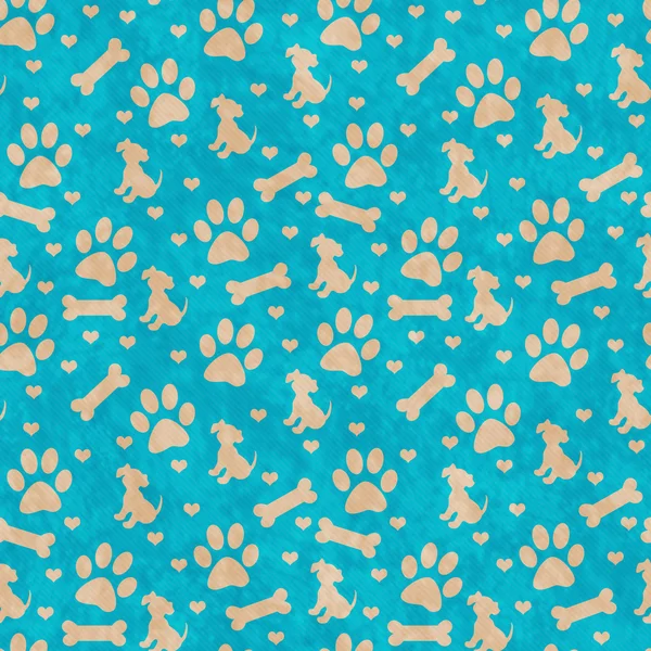 Teal and Beige Doggy Tile Pattern Repeat Background