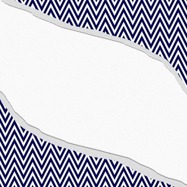 Navy Blue and White Chevron  Zigzag Frame with Torn Background