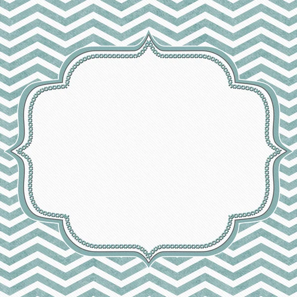 Teal and White Chevron Frame with Embroidery Background