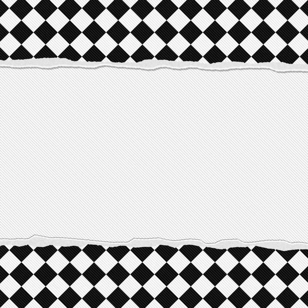 Black and White Checkered Frame with Torn Background