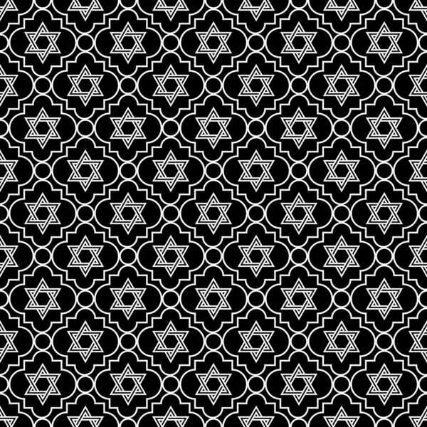 Black and White Star of David Repeat Pattern Background
