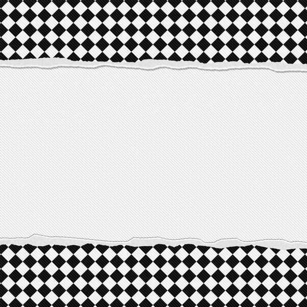 Black and White Checkered Frame with Torn Background