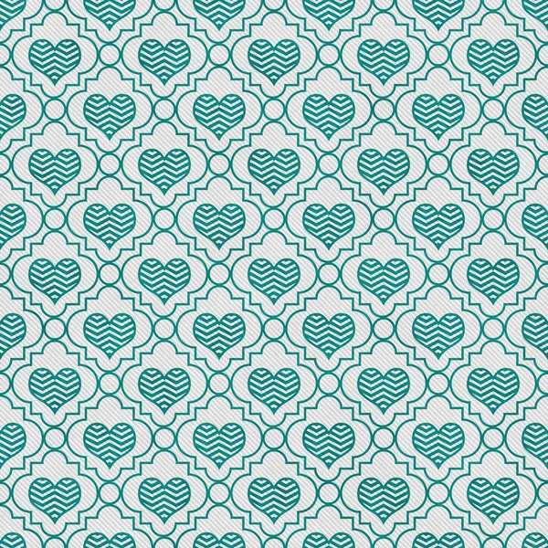 Teal and White Chevron Hearts Tile Pattern Repeat Background