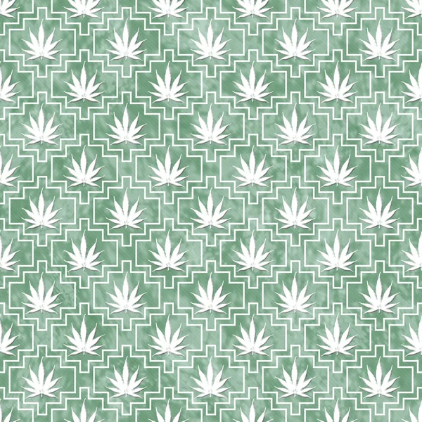 Green and White Marijuana Tile Pattern Repeat Background