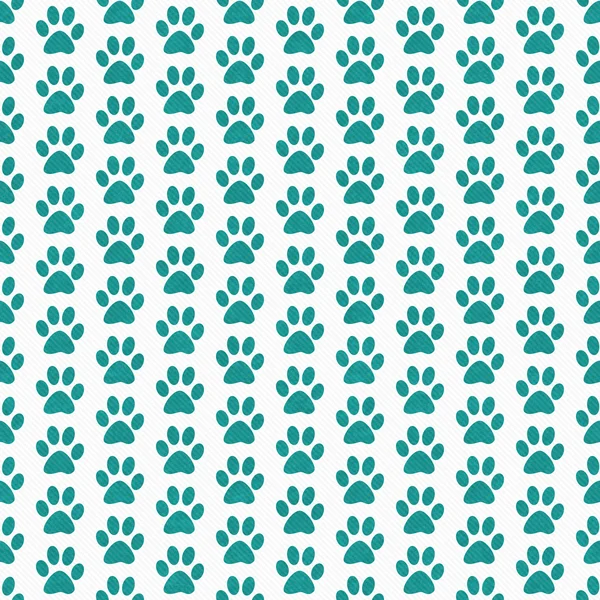 Teal and White Dog Paw Prints Tile Pattern Repeat Background