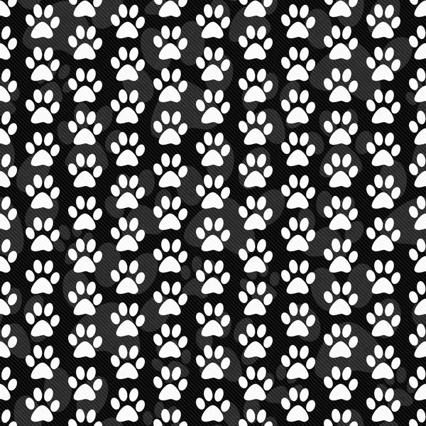 Black and White Dog Paw Prints Tile Pattern Repeat Background