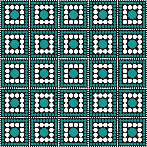 Teal, Black and White Polka Dot Square Abstract Design Tile Patt