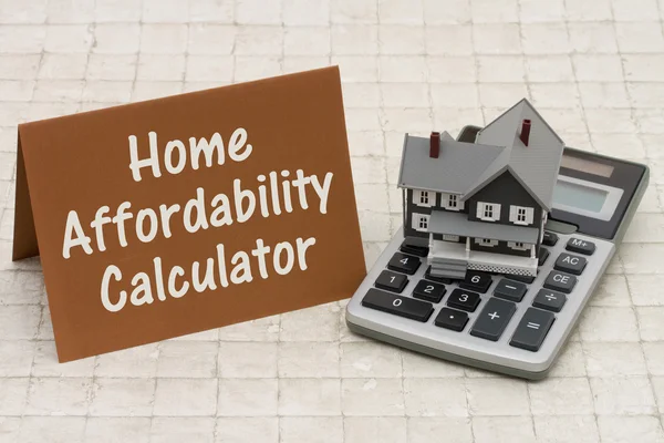 Home Mortgage Affordability Calculator, A gray house, brown card