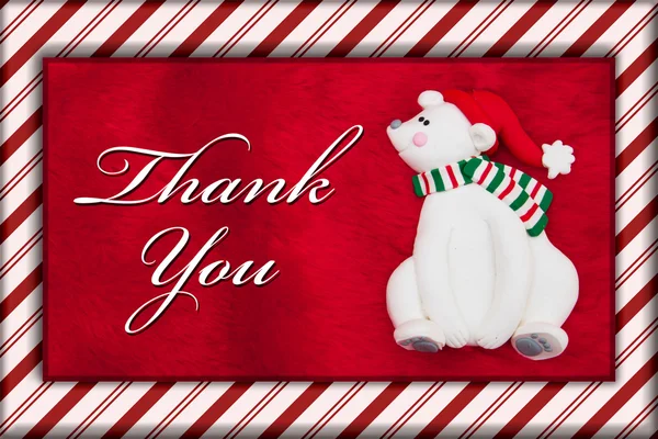 Red Plush Fur and Christmas Bear with Thank You Message