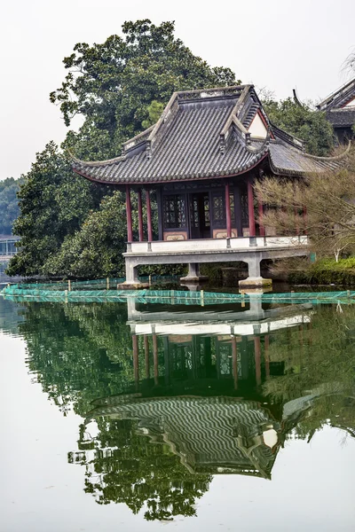 Old Chinese Pavilion West Lake Reflection Hangzhou Zhejiang China
