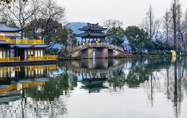 Old Chinese Bridge West Lake Reflection Hangzhou Zhejiang China