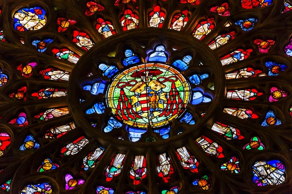 Rose Window Coat Arms Stained Glass Cathedral Toledo Spain