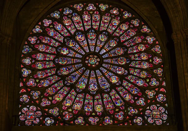 Rose Window Mary Jesus Stained Glass Notre Dame Paris France