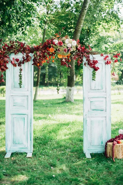Wedding arch decorated with flowers