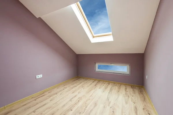 Empty purple room with windows and a door (includes clipping path)