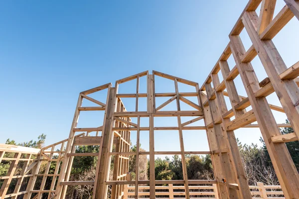 Wooden frame of a new house under construction