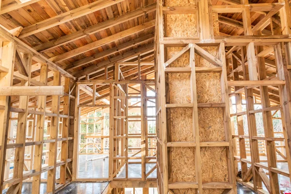 Wooden frame of a new house under construction