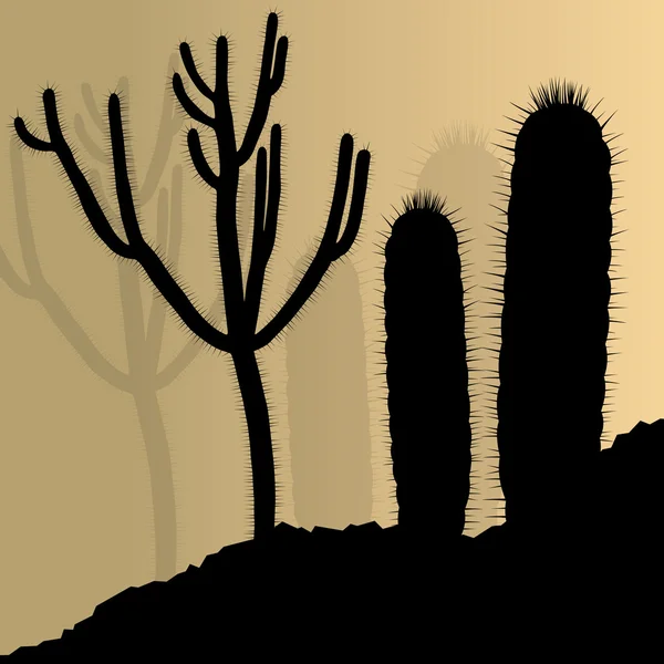 Cactus silhouettes landscape desert vector background concept