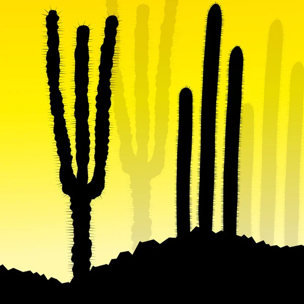 Cactus silhouettes landscape desert vector background concept
