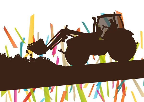 Agriculture machinery farm tractor vector illustration in farmin